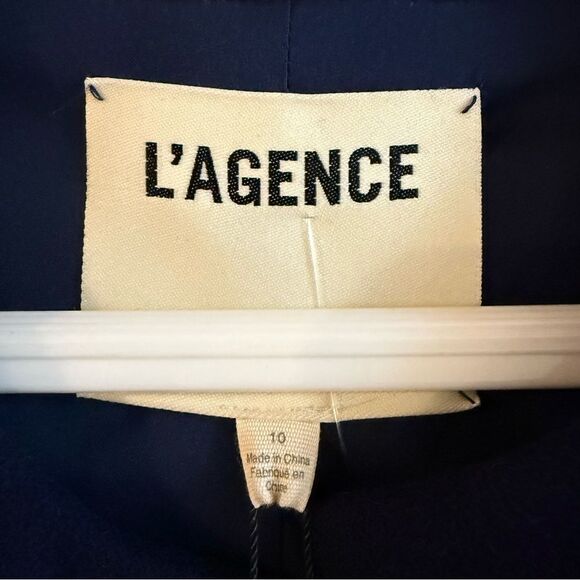 NWT L'AGENCE True Collarless Wool Blend Jacket - Midnight Navy Blue, Size 10 - Picture 7 of 12